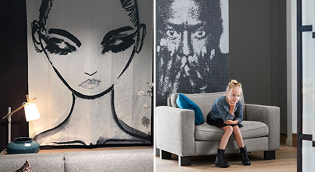 wandkleed aan de muur hangen